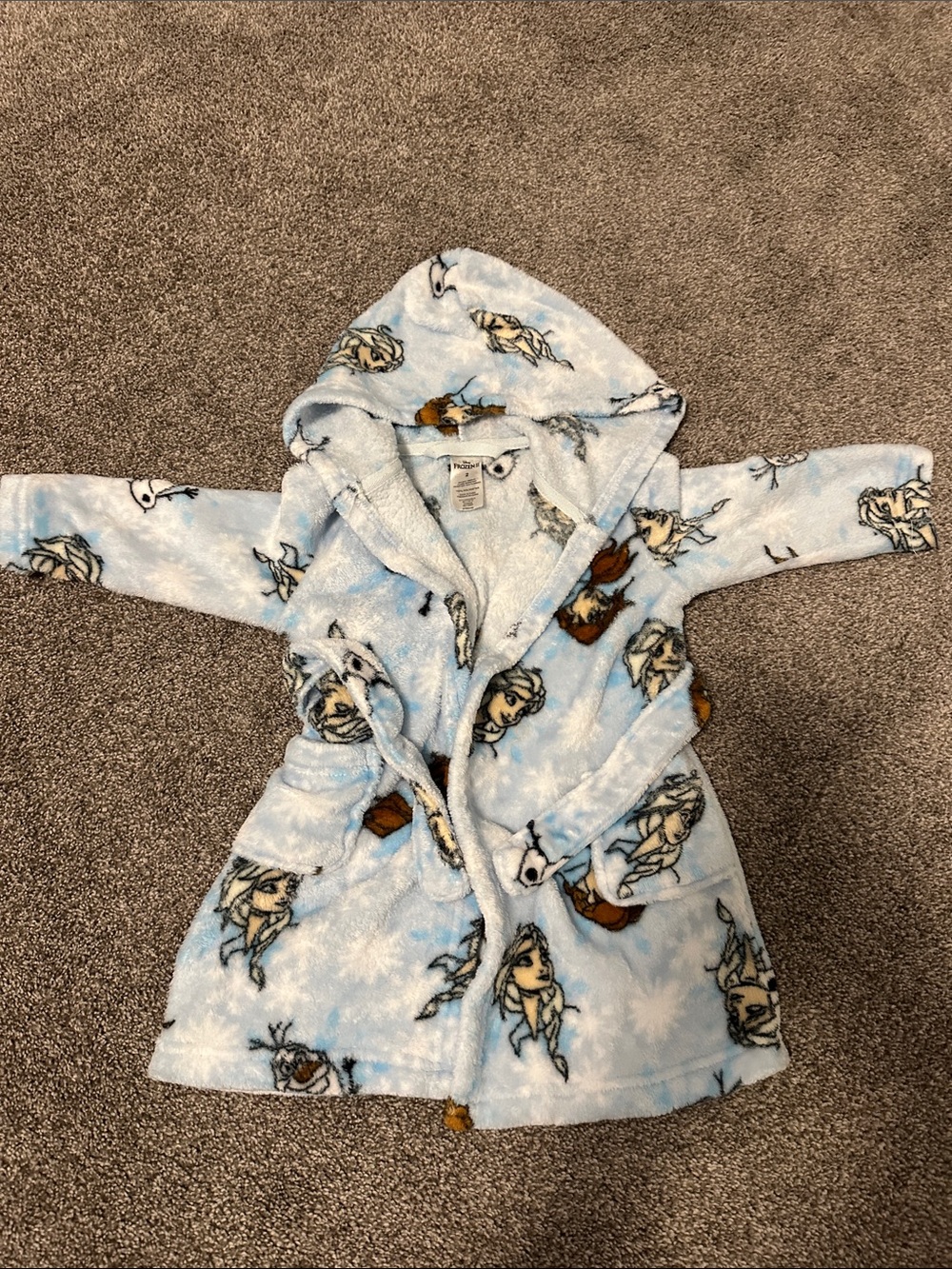 Kids' Light Blue Frozen Plush Hooded Robe